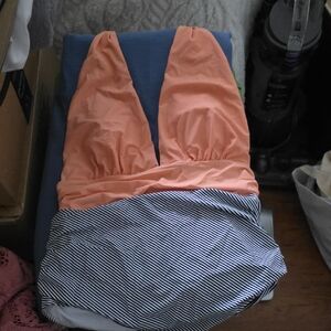 Cupshe Orange and Black Striped One Piece Swimsuit